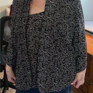 Women’s Black and White Paisley Overlay Top